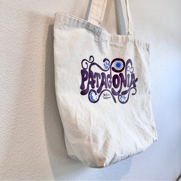 Coastal Preppy Gorpcore Patagonia Canvas Tote Bag Purple Logo Eco Carryall Totes - Picture 2 of 5